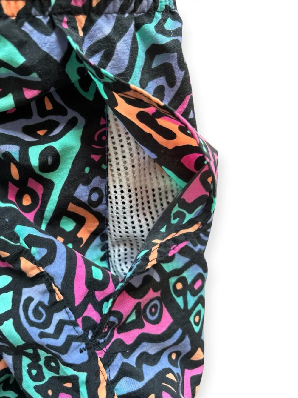 90s Vtg Sideout Volleyball Shorts Large Purple Red Green Tribal Retro Surfing
